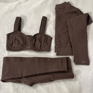 SET ACTIVE three piece set top jacket and leggings size S